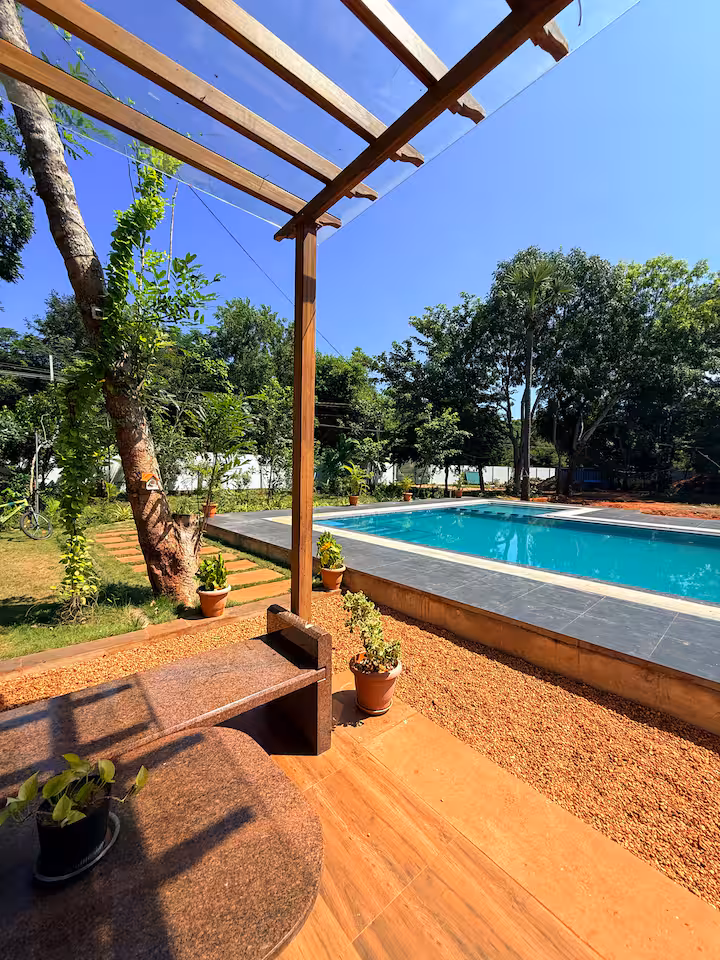 Aerial view of the private pool area
